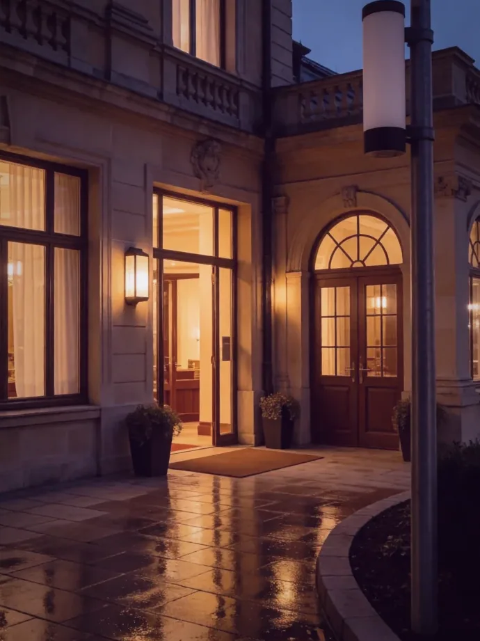 Drugi kąt salonu wieczorową porą